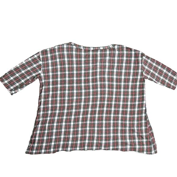 Frank & Eileen Womens‎ Tee Lab Top M Red Plaid Cotton Raw Hem Relaxed Fit USA - Picture 2 of 12